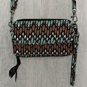 VB Brown RFID Sierra Stream All in One Crossbody Bag Wallet Wristlet Organizer